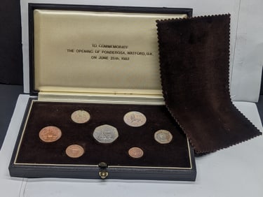 1982 United Kingdom Proof Set to Commemorate The Opening of Ponderosa, Watford, UK on June 25th,