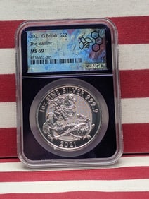 1 Oz. .9999 FINE SILVER 2021 Great Britain 2 Pounds The Valiant Coin - NGC MS69