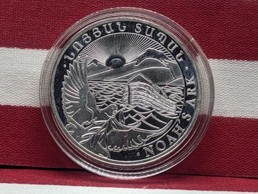 2013- 500 Dram Silver Republic Of Armenia Coin, 1 oz. Ag 999, Featuring Noah's Ark
