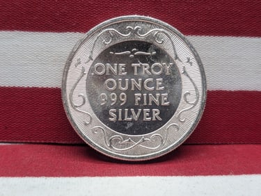 1 Oz. .999 FINE SILVER Liberty Bell/ Flying Eagle Designed Round