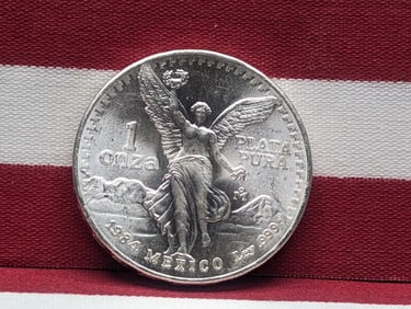 1984 Silver Mexican Coin, 1 oz. .999 Silver