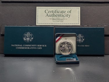 1996-S PROOF National Community Service Commemorative Silver Dollar in OGP w/ COA