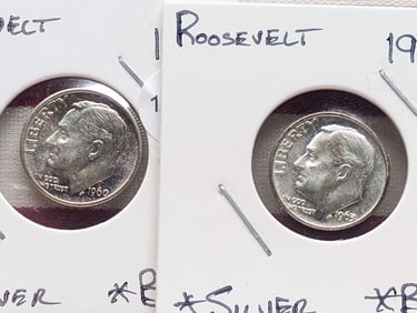 1960 & 1963-D 90% Silver Roosevelt Dimes