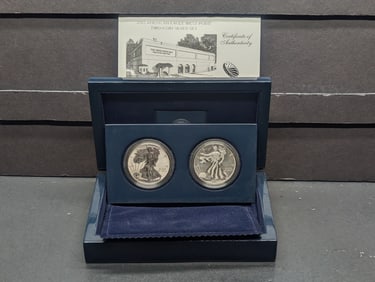 2013-West Point American Silver Eagles 2-Coin Set in OGP w/ COA - Reverse Proof & Enhanced