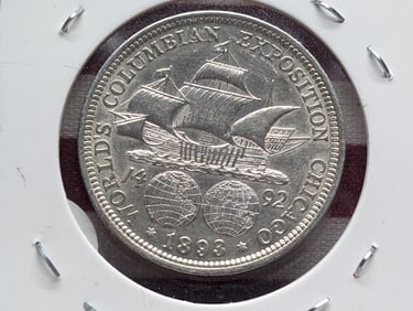 1893 U.S. Columbian Exposition Half Dollar, 90% Silver