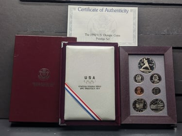 1992-S United States Mint Prestige Set in OGP w/ COA - Olympic Baseball Commemorative Silver Dollar