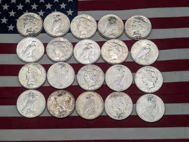 (20) 1923 Peace Dollars AU/UNC/MS - , 90% Silver