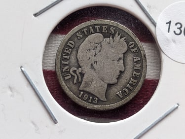 1913 Barber Dime, 90% Silver