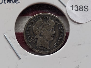 1916 Barber Dime, 90% Silver