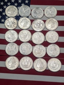 20 Morgan Dollars (4) 1921, (10) 1921-S, (6) 1921-D - MS, 90% Silver