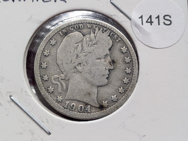 1904 Barber Quarter, 90% Silver