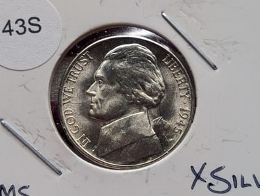 1945-S Jefferson 35% Silver War Time Nickel MS