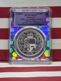 1 Oz. .999 FINE SILVER 2023 Germania 5 Mark Galia - PCGS MS70 *Germania Beasts Fantasy Issue*