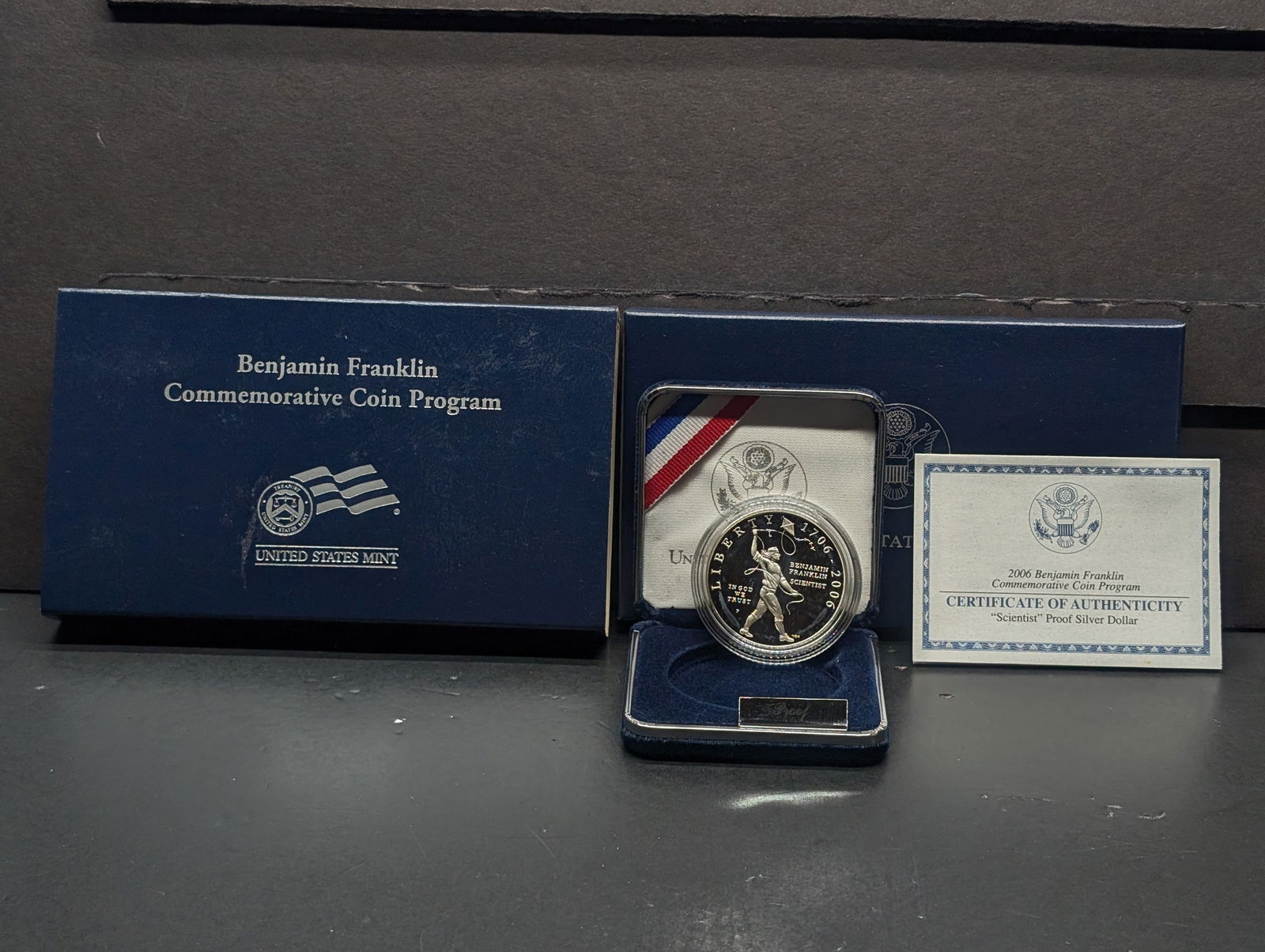 2006-P PROOF Benjamin Franklin Commemorative Silver Dollar in OGP w/ COA (1 of 4)