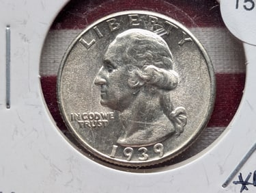 1939-P Washington Quarter, UNC, 90% Silver