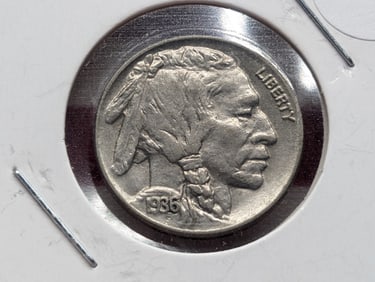 1936 Buffalo Nickel Full Horn Split Tail, High Grade