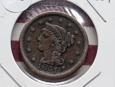1851 Braided Hair Large Cent High Grade