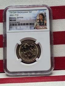 2021-P Sacagawea Military Service $1 Coin - NGC MS68