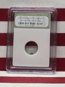 Authentic Gemstone!! Faceted .30+ Carat Emerald!! - Slabbed by International Numismatic Bureau