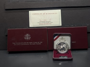 1995-P PROOF Atlanta Olympic Track Runner Commemorative Silver Dollar in OGP w/ COA