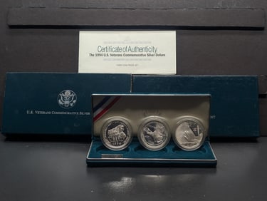 1994-P PROOF Vietnam Veterans 3-Coin Silver Dollar Commemorative Set (POW, Memorial & Women in