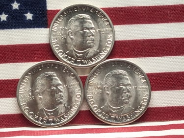 1946 P,D, & S Booker T Washington Half Dollars Mint Mark Set, 90% Silver