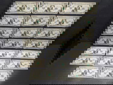 Lot of Twenty 1963-B 1.00 Joseph W. Barr Notes Including Star Notes & Some Crisp Paper Notes