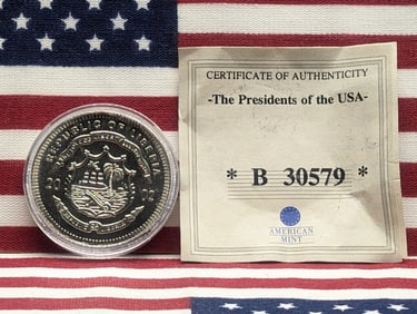 2002 Clad George W. Bush Ten Dollar Coin With COA, Republic Of Liberia