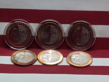 (6) 2020 Philippine 20 Peso Coins, Part Of The New Generation Currency.