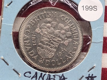 1971 British Columbia Canada Dollar, 50% Silver 23.33 Grams