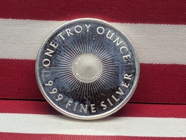 1 Oz. .999 FINE SILVER Sunshine Minting Designed Round