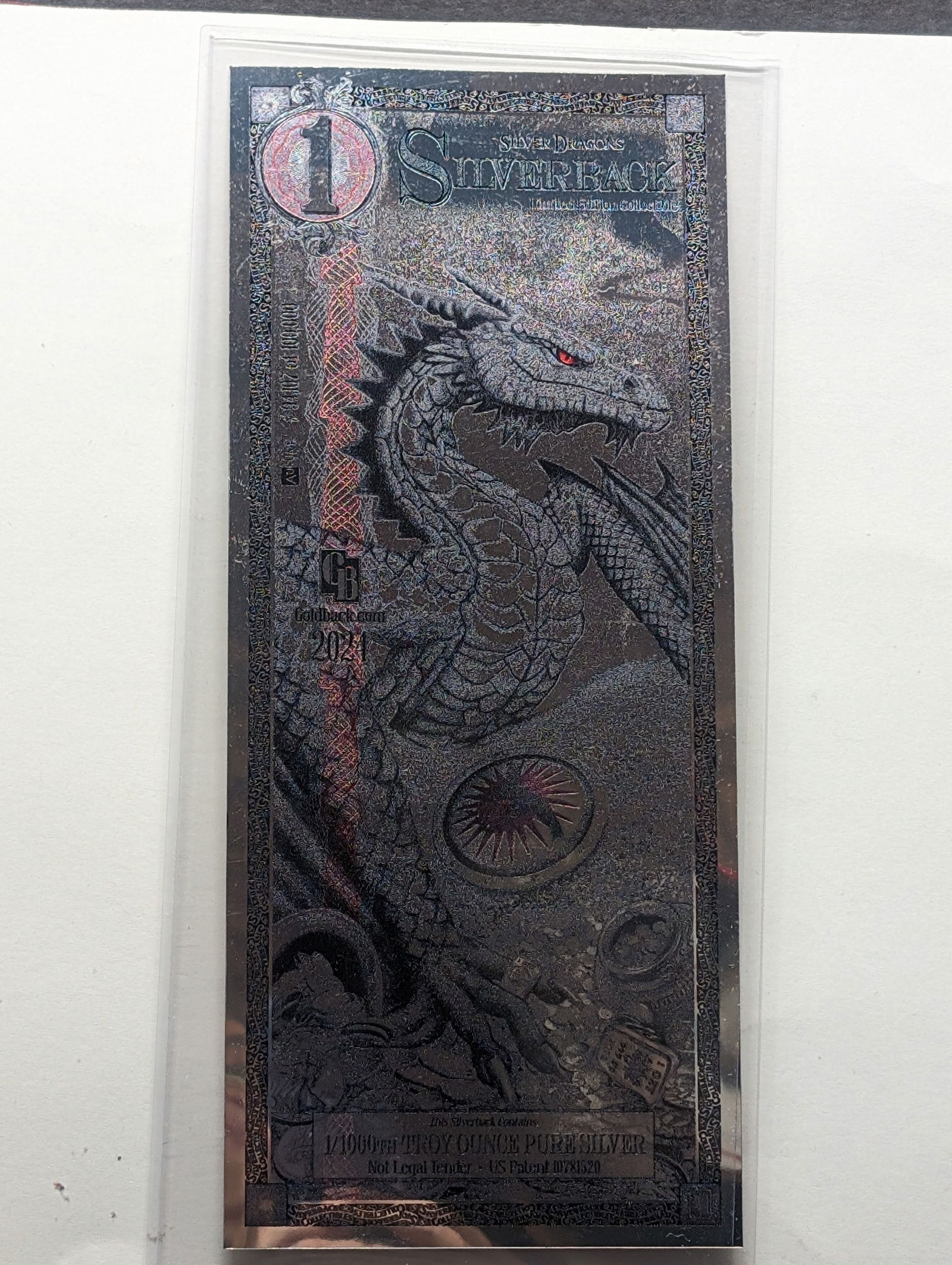 Limited Edition 1/100th Troy Oz. PURE SILVER 2024 Silver Dragons $1.00 Silverback - AWESOME PIECE!! (1 of 4)