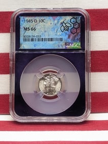 1945-D Mercury Silver Dime - NGC MS66