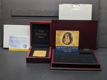 *EMPTY* Very Nice Wooden Slabbed Coin Collector's Boxes By Franklin Mint (2 PCS)