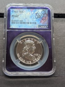 1963 PROOF Franklin Silver Half Dollar - NGC PF67