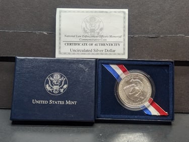 1997-P UNC Law Enforcement Officers Commemorative 90% Silver Dollar in OGP w/ COA