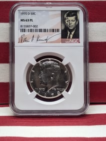 1970-D Kennedy 40% Silver Half Dollar - NGC MS63 PROOF LIKE w/ JFK Label