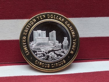 Limited Edition .999 FINE SILVER Center Circus Circus Casino $10 Gaming Token in Capsule