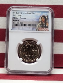2021-D Sacagawea Military Service $1 Coin - NGC MS68