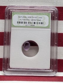 Authentic Gemstone!! Natural AAA Amethyst!! - Slabbed by International Numismatic Bureau