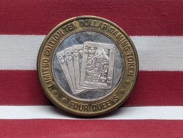 Limited Edition .999 FINE SILVER Center Four Queens Casino $10 Gaming Token