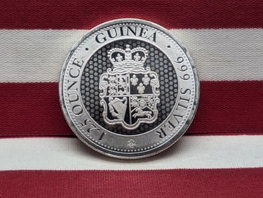 1.25 Oz. .999 SILVER 2022 East India Company Guinea 1.25 Pounds Rose Crown Shield Coin