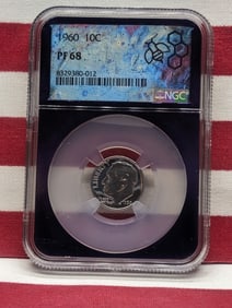 1960 PROOF Roosevelt 90% Silver Dime - NGC PF68