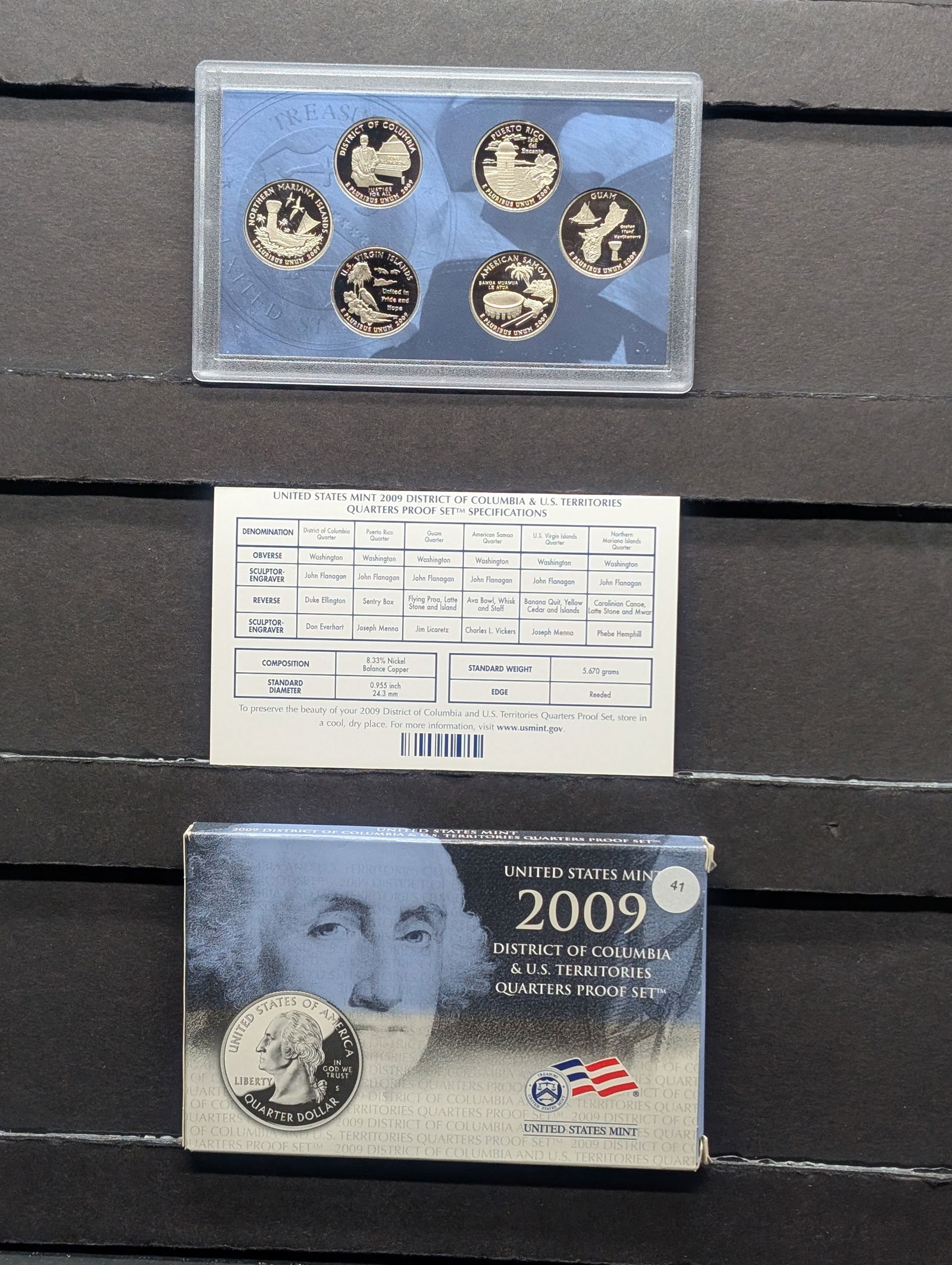 2009-S U.S. Mint District Of Columbia & U.S. Territories Quarters Proof Set In OGP With COA, 6 Coins