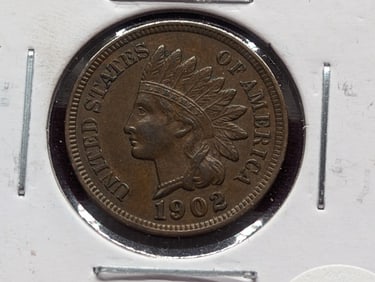 1902 Indian Head Cent. FULL LIBERTY + 4 DIAMONDS. AU+