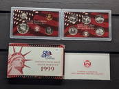 KEY DATE 1999-S US Mint 90% Silver Proof Set. KEY DATE. Contains 7-90% Silver Coins. OGP/COA