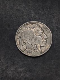 1937, XF-AU, Bold Details, Full Horn and Tail, Buffalo Nickel, 88 Years Old