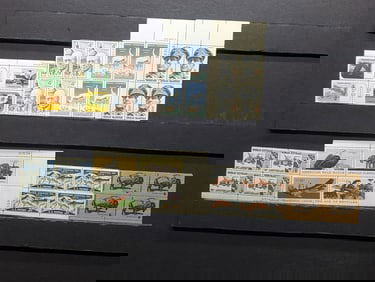 Lot of (8) Different US Postage Stamp Blocks, Mint Never Hinged