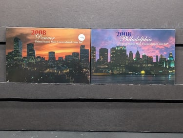2008 P&D U.S. Mint Uncirculated Coin Set In OGP, w/State Quarters & Presidential Dollars
