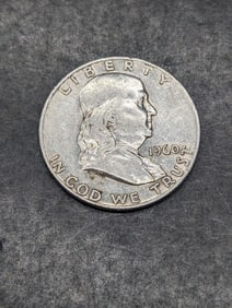 1960-D, High Prade, 90% Silver Franklin Half, 65 Years Old